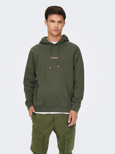 ONLY & SONS Khakifarbener Kapuzenpullover ONLY & SONS Elon