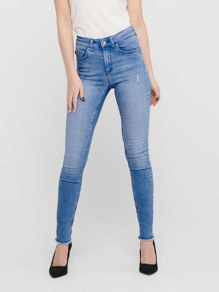 ONLY Blaue Skinny Fit-Jeans mit ausgefransten Säumen ONLY Blush