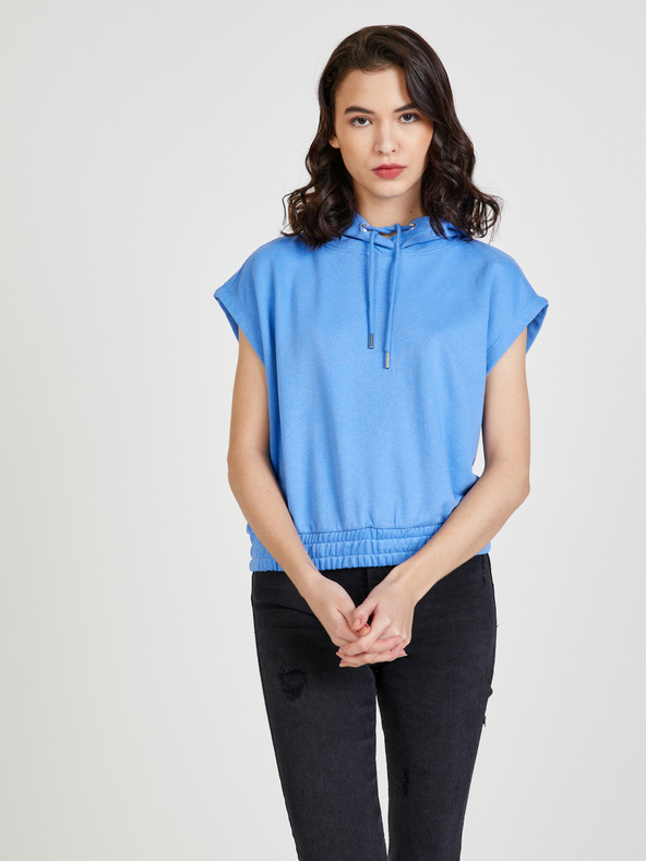 ONLY Blaues Damen-Sweatshirt mit Kapuze Weste ONLY Siva