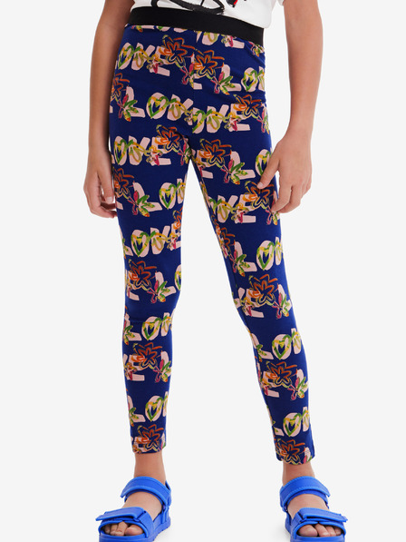 Desigual Dunkelblaue gemusterte Leggings für Mädchen Desigual Garden