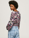 Pepe Jeans Rosa und schwarz gemusterte kurze Damenbluse Pepe Jeans Poliana