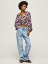 Pepe Jeans Rosa und schwarz gemusterte kurze Damenbluse Pepe Jeans Poliana