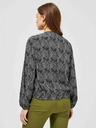 Moodo Graue und schwarze Damenbluse Moodo mit kleinem Muster und Schleife