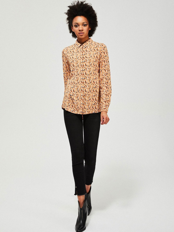 Moodo Braunes gemustertes Moodo Stretchhemd