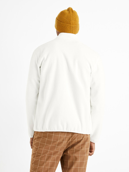 Celio Weißer Herren-Fleece-Kapuzenpullover Celio Cepolaire