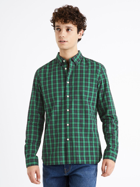 Celio Schwarz-grün kariertes Herrenhemd Celio Dawayne
