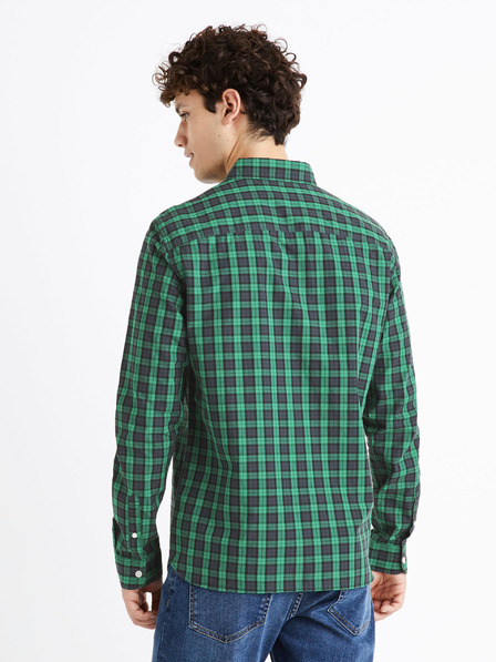Celio Schwarz-grün kariertes Herrenhemd Celio Dawayne