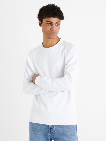 Celio Weißes Herren-Basic-Sweatshirt aus Baumwolle Celio Debiais