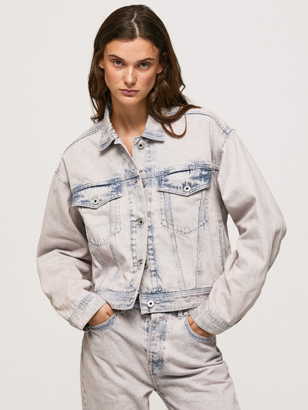 Pepe Jeans Blau-weiße Damen-Jeansjacke in Übergröße Pepe Jeans Turner Rose