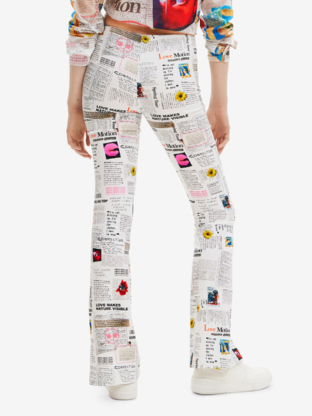 Desigual Weiße gemusterte Hose für Frauen Desigual Newspaper