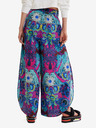 Desigual Rosa und türkis gemusterte, lockere Damenhose Desigual Lile-Lacroix