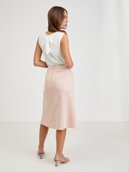Orsay Apricotfarbener Damen Midirock aus Wildleder ORSAY