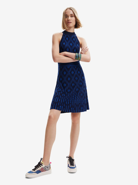 Desigual Blau-schwarzes gemustertes Damenkleid Desigual El Havre