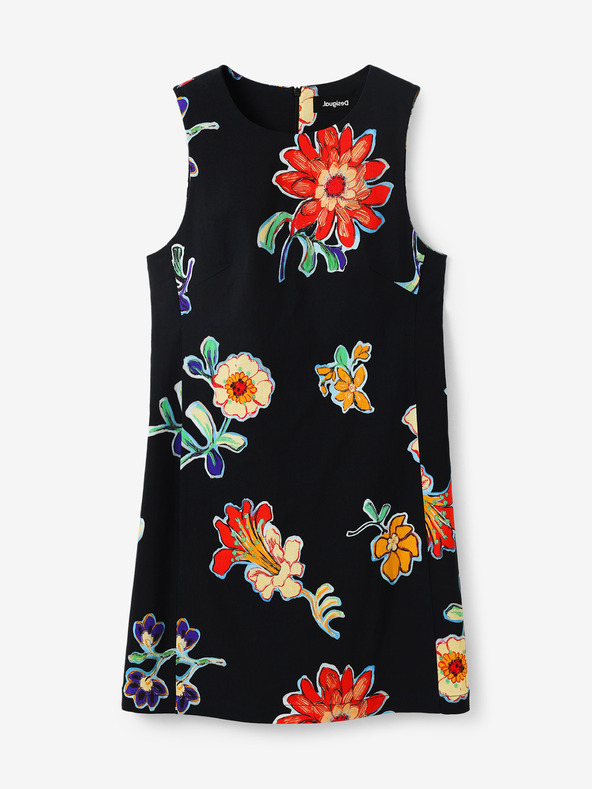 Desigual Schwarzes geblümtes Desigual Sundance Kleid für Damen