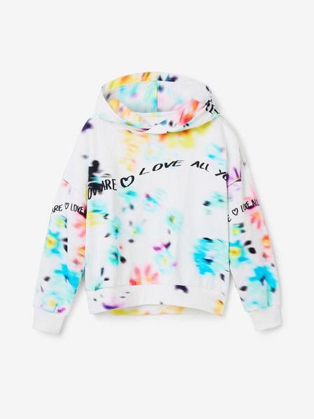 Desigual Desigual Flores weißes geblümtes Kapuzenshirt für Mädchen