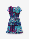 Desigual Rosa und türkisfarbenes gemustertes Kleid für Mädchen Desigual Caleido