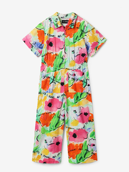 Desigual Grüner und rosafarbener Desigual Wisteria Mädchen-Jumpsuit mit Blumenmuster