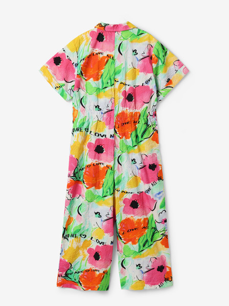 Desigual Grüner und rosafarbener Desigual Wisteria Mädchen-Jumpsuit mit Blumenmuster