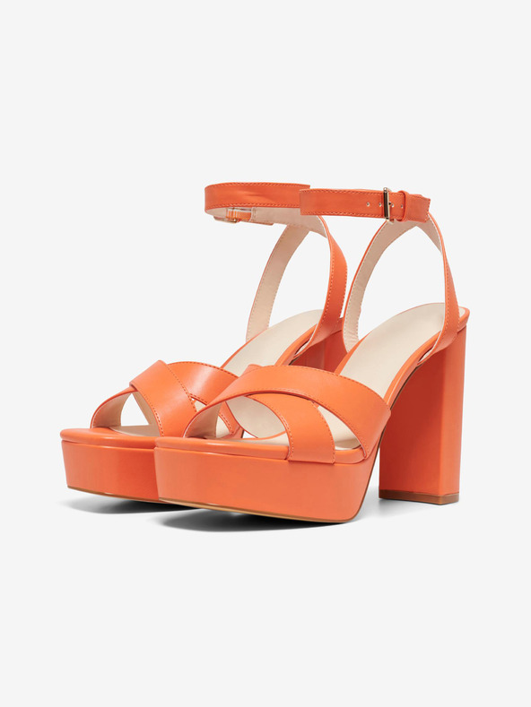 ONLY Orangefarbene Damen-Sandalen mit Absatz ONLY Autum