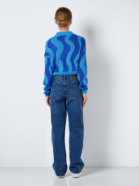 Noisy May Blauer gemusterter Damen-Cropped-Pullover Noisy May Cosmic