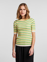 Pieces Grün-gelb gestreifter, leichter Pullover für Damen Pieces Crista