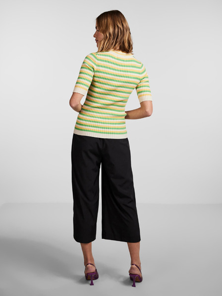 Pieces Grün-gelb gestreifter, leichter Pullover für Damen Pieces Crista