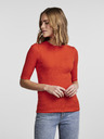 Pieces Roter gerippter leichter Pullover für Frauen Pieces Crista