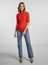 Pieces Roter gerippter leichter Pullover für Frauen Pieces Crista
