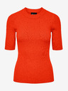 Pieces Roter gerippter leichter Pullover für Frauen Pieces Crista