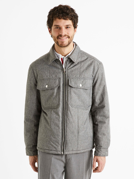 Celio Graue Herren Winterjacke Celio Dustripes