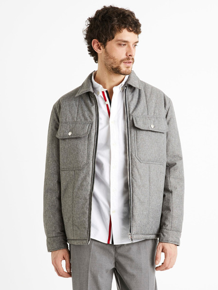 Celio Graue Herren Winterjacke Celio Dustripes