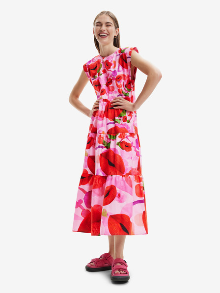 Desigual Desigual Tulip-Lacroix Rosa Gemustertes Maxikleid für Damen