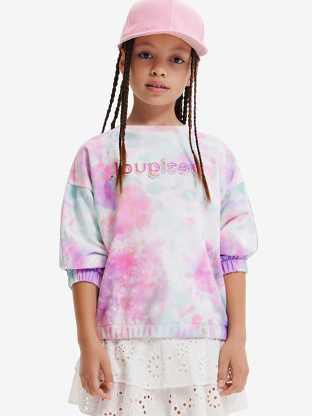 Desigual Blaues und rosa Batik-Sweatshirt für Mädchen Desigual Mandala