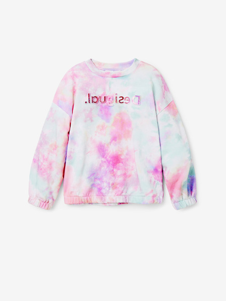 Desigual Blaues und rosa Batik-Sweatshirt für Mädchen Desigual Mandala