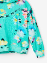 Desigual Hellgrüner geblümter Kapuzenpullover für Mädchen Desigual Flores