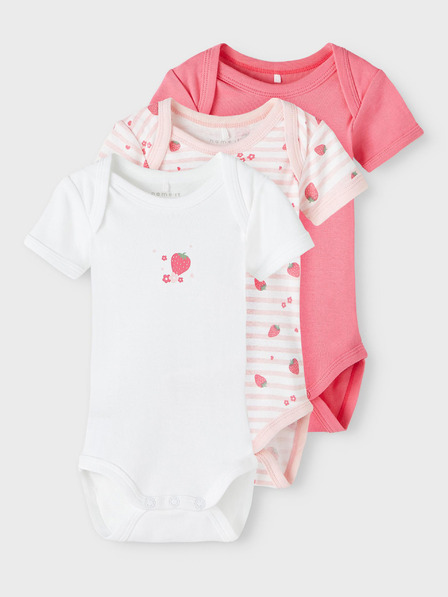 name it Dreier-Set Mädchen-Bodys in Weiß und Rosa name it Body