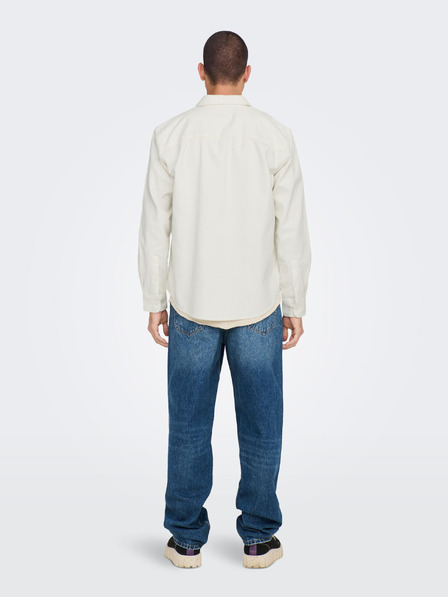 ONLY & SONS Cremefarbenes Herren Cord-Oberhemd ONLY & SONS Alp