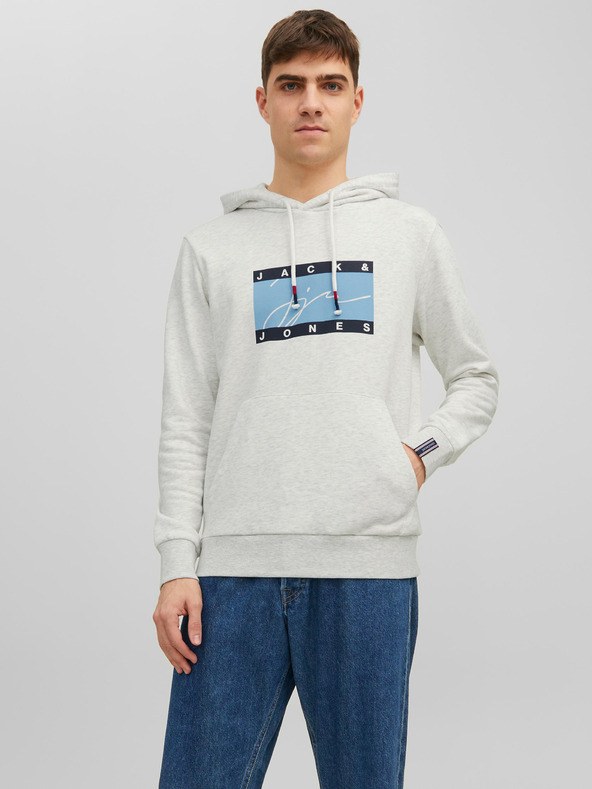 Jack & Jones Hellgrauer Herren-Kapuzenpullover Jack & Jones Josh