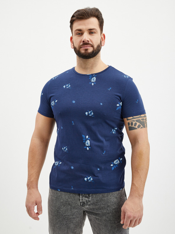 Blend Dunkelblaues gemustertes Herren-T-Shirt Blend