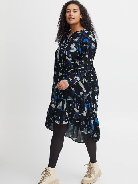 Fransa Schwarz-blau gemustertes Damenkleid Fransa