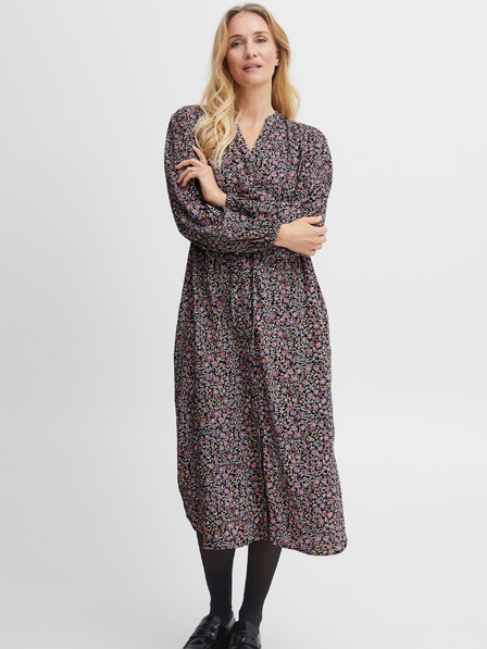Fransa Schwarzes und rosafarbenes Damen-Blumenhemd Midriff Fransa