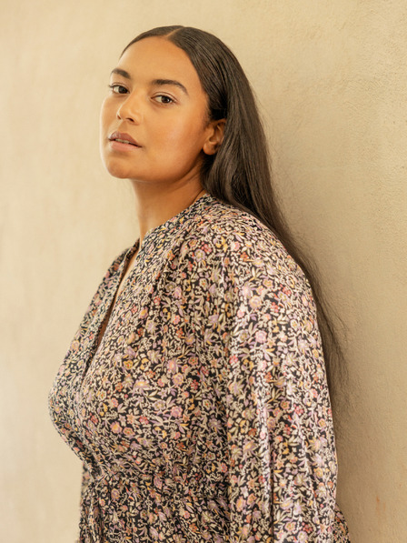 Fransa Schwarz-rosa Damen-Blumenkleid Fransa