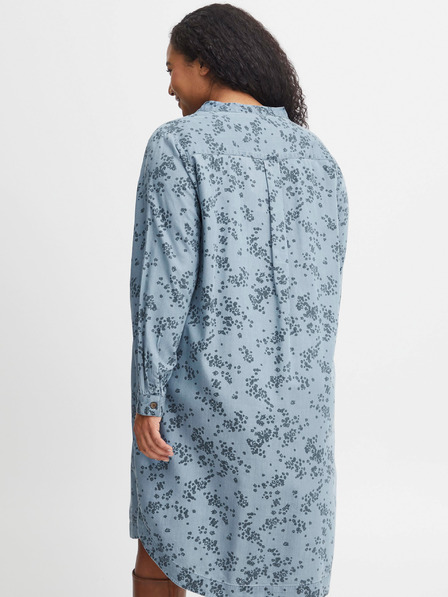 Fransa Blaues gemustertes Damenkleid Fransa