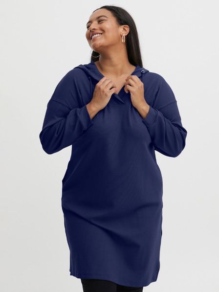 Fransa Dunkelblaues Sweatshirt-Kleid mit Kapuze Fransa