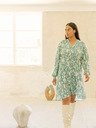 Fransa Türkis und weiß gemustertes Damenkleid Fransa