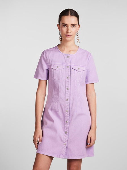 Pieces Hellviolettes Damen Denim Shirt Kleid Pieces Tara