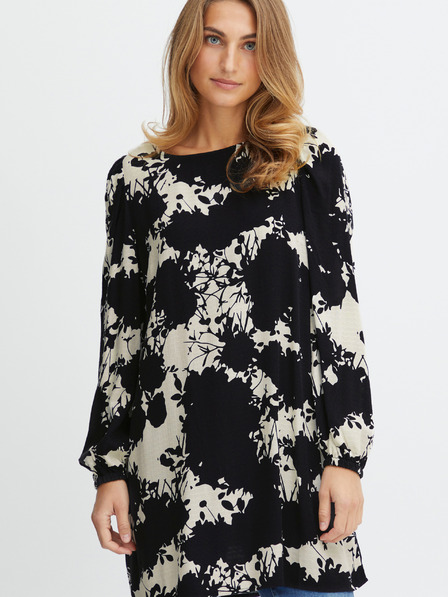 Fransa Weiß und schwarz gemusterte Damen Longbluse Fransa