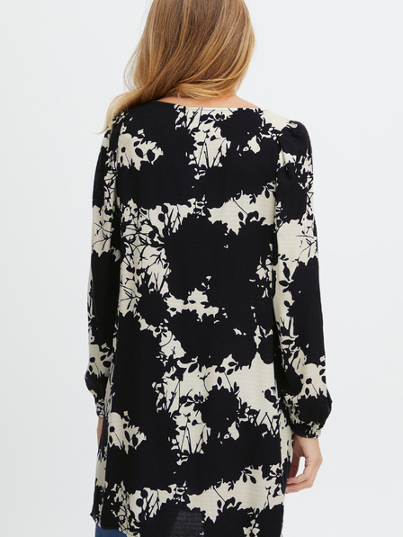 Fransa Weiß und schwarz gemusterte Damen Longbluse Fransa