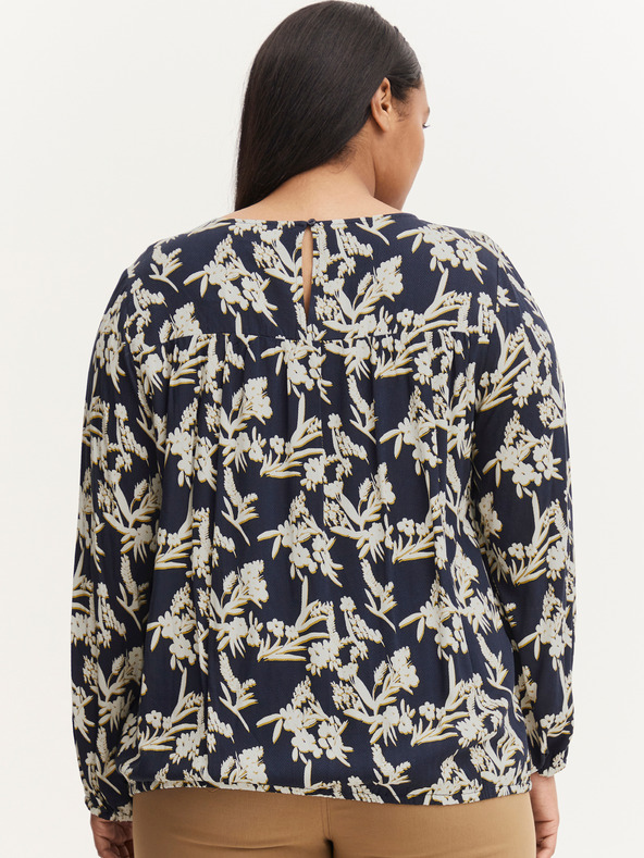 Fransa Weiß-blaue geblümte Bluse Fransa