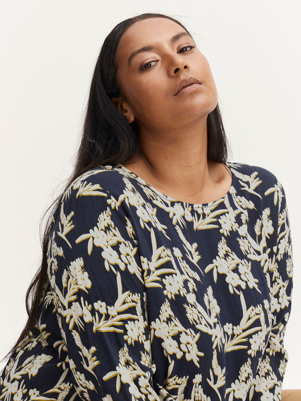 Fransa Weiß-blaue geblümte Bluse Fransa